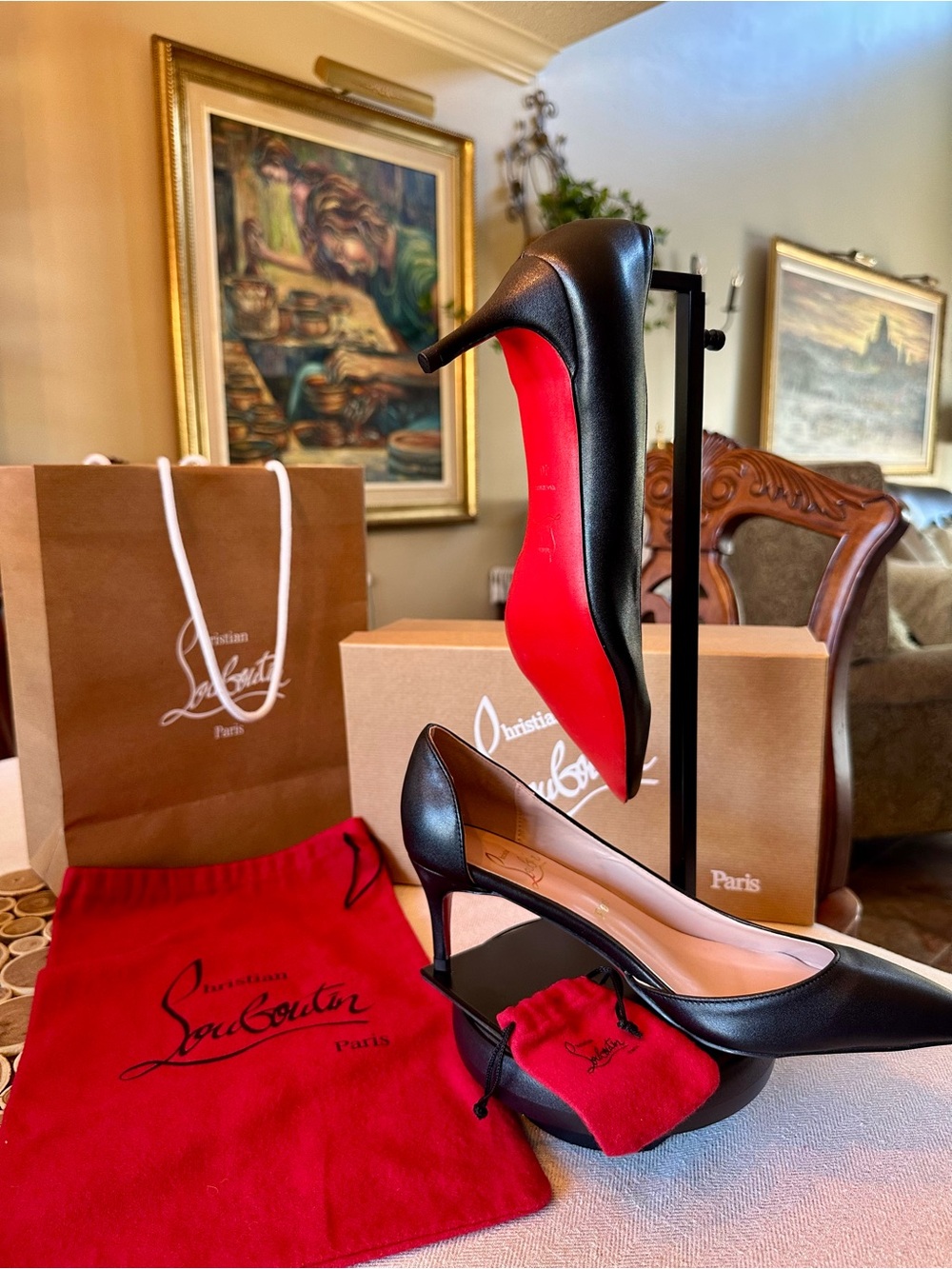 Christian Louboutin Iriza 70mm Pump Half-d'Orsay Rare Size 40 Black Leather